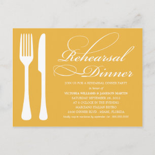 CARTE POSTALE LOGICIEL JAUNE OR REHEARSAL DÎNER INVITATION