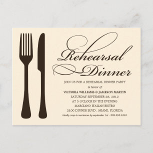 CARTE POSTALE LOGICIELS CRÈME   REHEARSAL DÎNER INVITATION