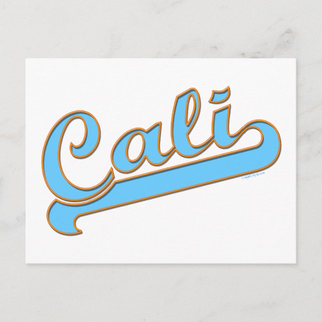 Carte Postale Logo Cali California Surfer en bleu (Devant)
