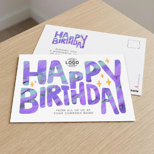 Carte Postale Logo Crayon Violet Fun Étoiles Manuscrites Anniver