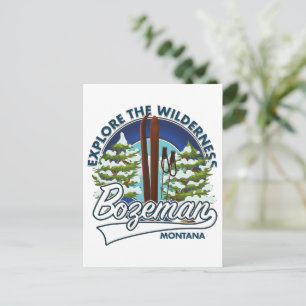 Carte Postale logo d'affiche de ski Bozeman Montana