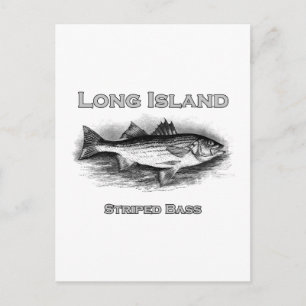 Carte Postale Logo de basse rayée Vintage de Long Island