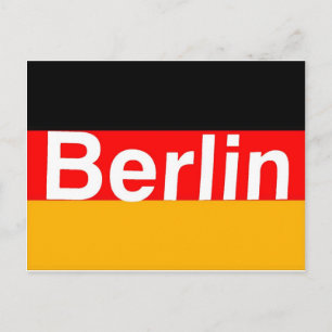 Carte Postale Logo de Berlin en blanc sur le drapeau allemand