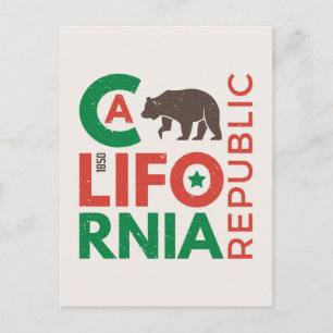 Carte Postale Logo de California With Grizzly Bear