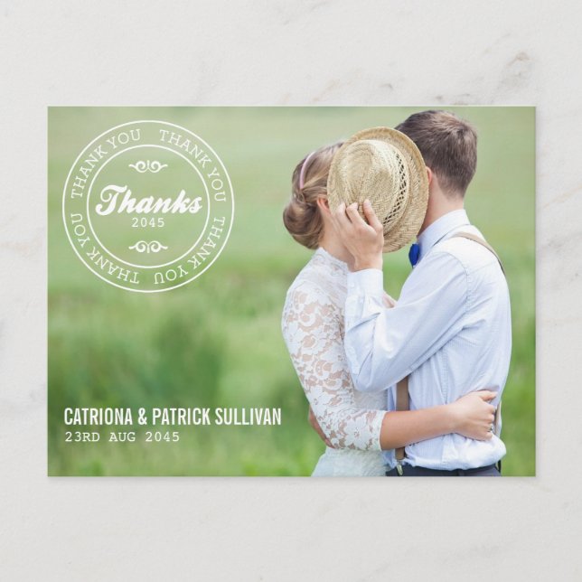 Carte Postale Logo de date de mariage personnalisé Photo de reme (Devant)
