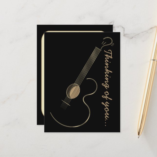 Carte postale Logo de guitare acoustique (Devant/Arrière en situation)