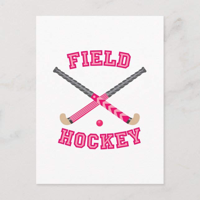 Carte Postale Logo de hockey sur gazon rose (Devant)