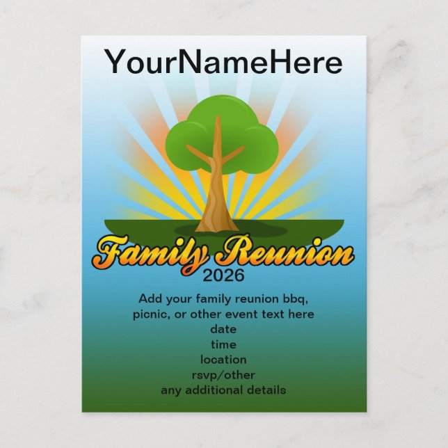 Carte Postale Logo de la Réunion de la famille des arbres verts (Devant)