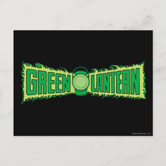 Carte Postale Logo de lanterne verte avec lanterne (Devant)
