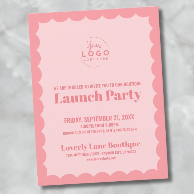 Carte Postale Logo de l'entreprise Grand ouverture (Scallop Logo Business Grand Opening Postcard)