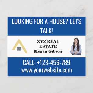Carte Postale Logo de l'immobilier bleu blanc personnalisé