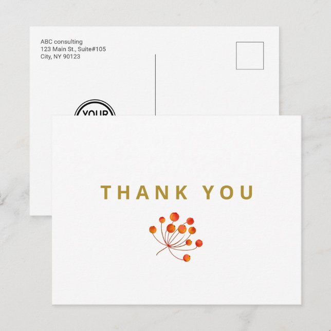 Carte Postale Logo de marque d'entreprise personnalisé Merci (Devant / Derrière)