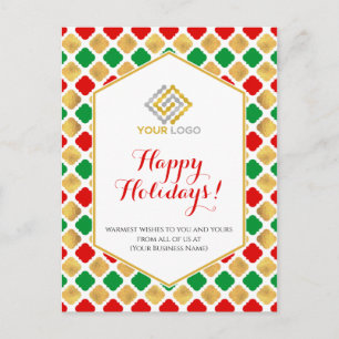 Carte Postale Logo de Noël Moderne Red Gold Green Business