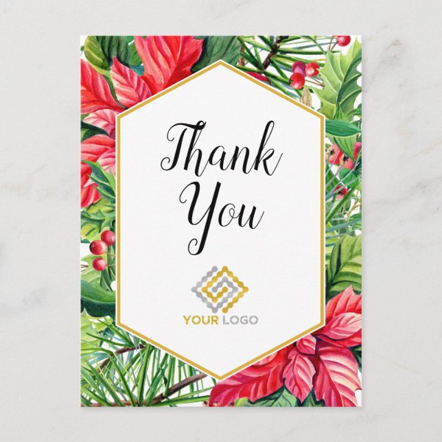 Carte Postale Logo de remerciement de Noël pour entreprise (Devant)