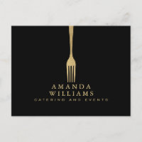 Logo de restauration moderne Faux Gold Fork sur Bl