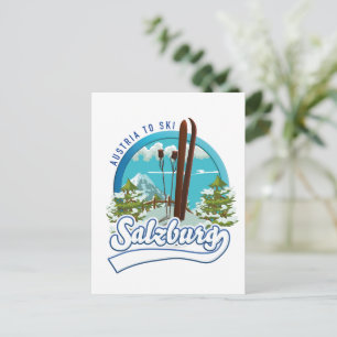 Carte Postale Logo de ski à Salzbourg en Autriche.