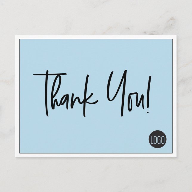 Carte Postale Logo de société personnalisé simple Merci Bleu (Devant)