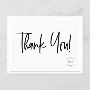 Carte Postale Logo de société simple noir et blanc Merci pour vo