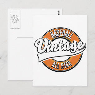 Carte Postale Logo de style vintage baseball.