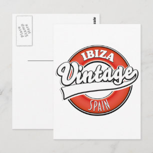 Carte Postale Logo de style vintage d'Ibiza Espagne