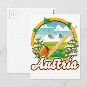 Carte Postale Logo de voyage rétro Autriche