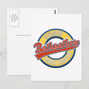Carte Postale Logo de voyageur du monde backpacker Equateur