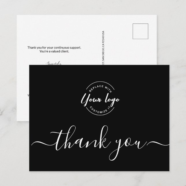 Carte Postale Logo d'entreprise professionnel noir et blanc pour (Devant / Derrière)