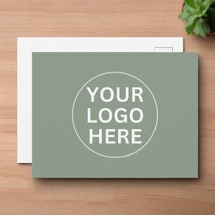 Carte Postale Logo d'entreprise professionnel vert sauge propre