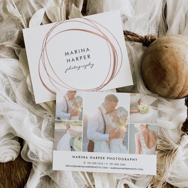 Carte Postale Logo d'or Faux Rose moderne 5 photos (Créateur téléchargé)