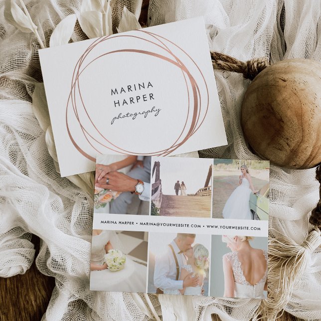 Carte Postale Logo d'or Faux Rose moderne 6 photos (Créateur téléchargé)