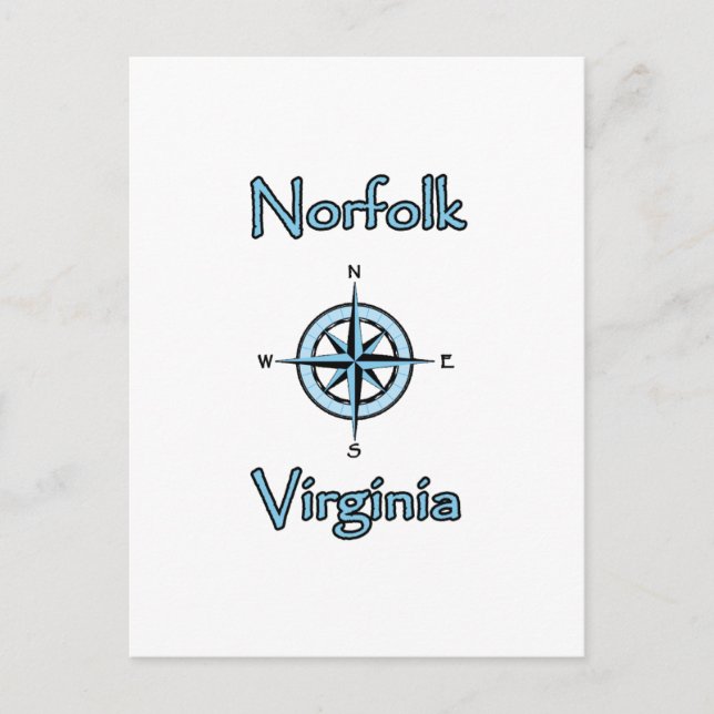 Carte Postale Logo du Rose Norfolk Virginia Compass (Devant)
