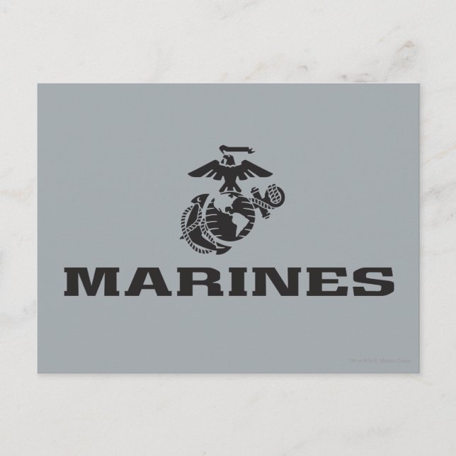 Carte Postale Logo en noir empilé USMC (Devant)