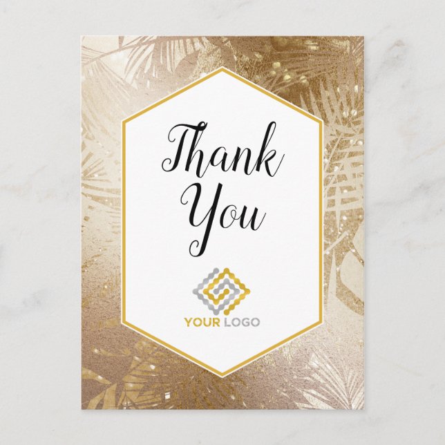 Carte Postale Logo entreprise remerciements tropicaux or (Devant)