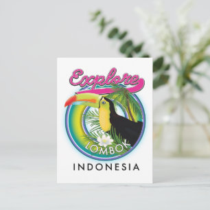 Carte Postale Logo Explore Lombok Indonésie Travel