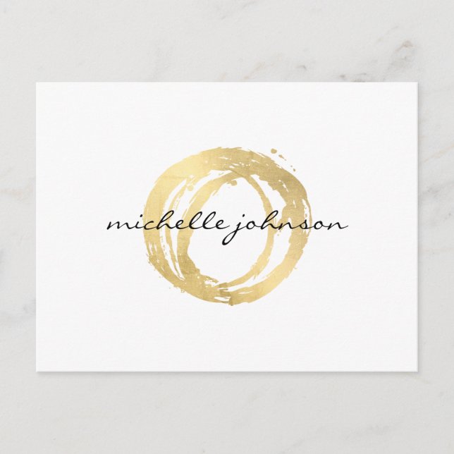 Carte Postale Logo Luxe Faux Gold Peint Cercle Designer (Devant)