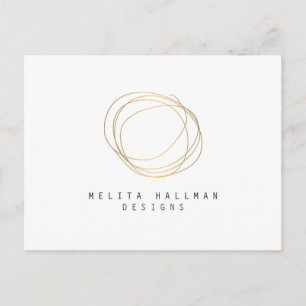 Carte Postale Logo minimaliste et moderne Gold Designer Scribble