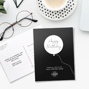 Carte Postale Logo minimaliste noir blanc affaires Anniversaire