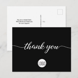 Carte Postale Logo Noir Blanc Remerciement à nos clients
