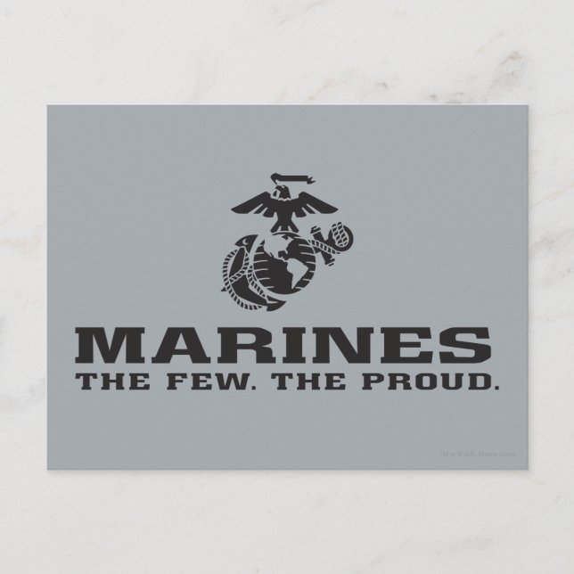 Carte Postale Logo noir empilé USMC "The Rew, The Fiers" (Devant)