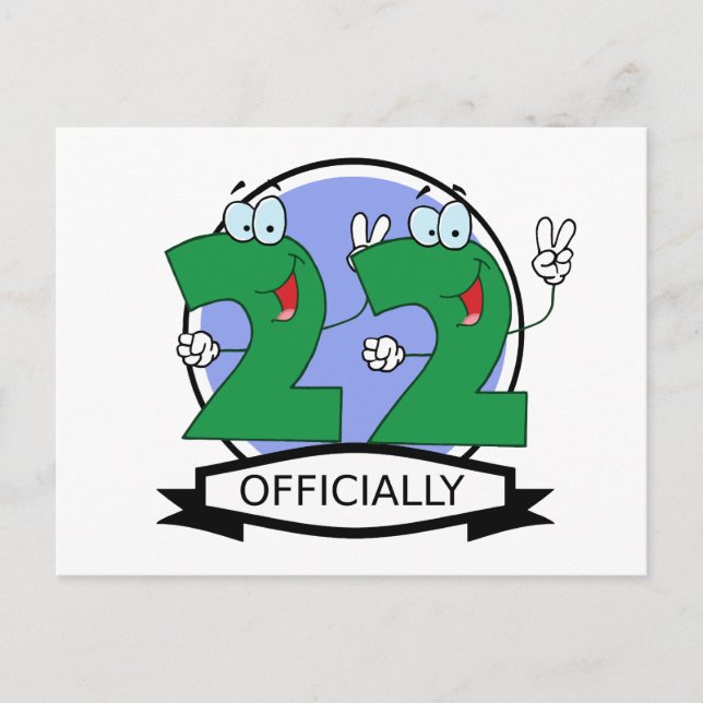 Carte Postale Logo Officiellement 22 Anniversaire (Devant)