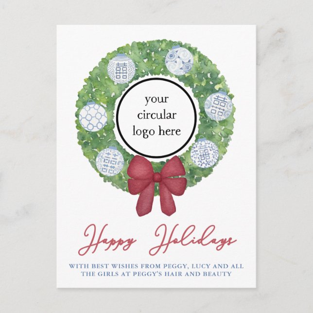 Carte Postale Logo ou Photo Business Happy Holidays Message (Devant)