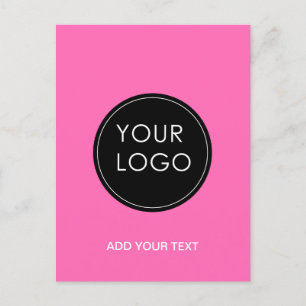 Carte Postale Logo personnalisé rose Entreprise