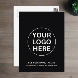 Carte Postale Logo professionnel et texte personnalisé noir