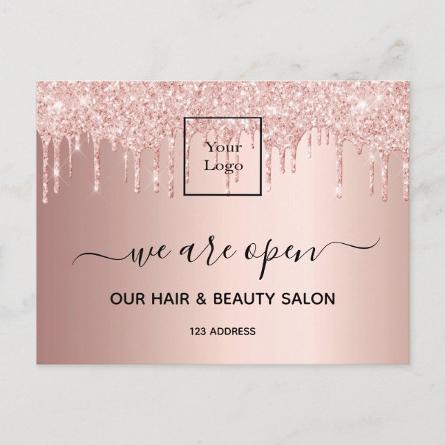 Carte Postale Logo réouverture salon de beauté rose parties scin (Devant)