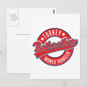 Carte Postale Logo rétro pour routard en Turquie voyageur du mon