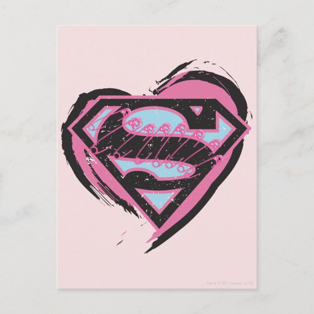 Carte Postale Logo rose Supergirl dans le coeur (Devant)