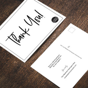 Carte Postale Logo simple Black White Company Logo Merci personn
