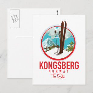 Carte Postale logo ski Kongsberg Norvège