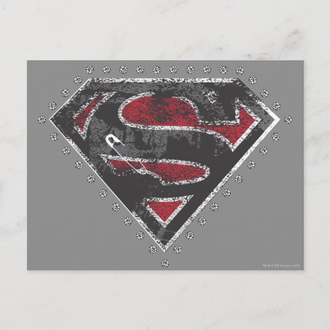 Carte Postale Logo super-fille vêtu noir et rouge (Devant)