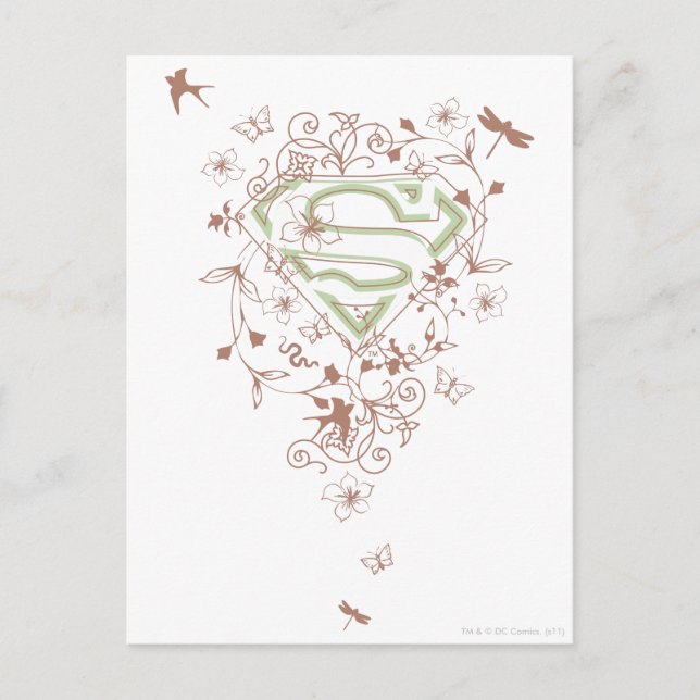 Carte Postale Logo Supergirl Green Floral (Devant)